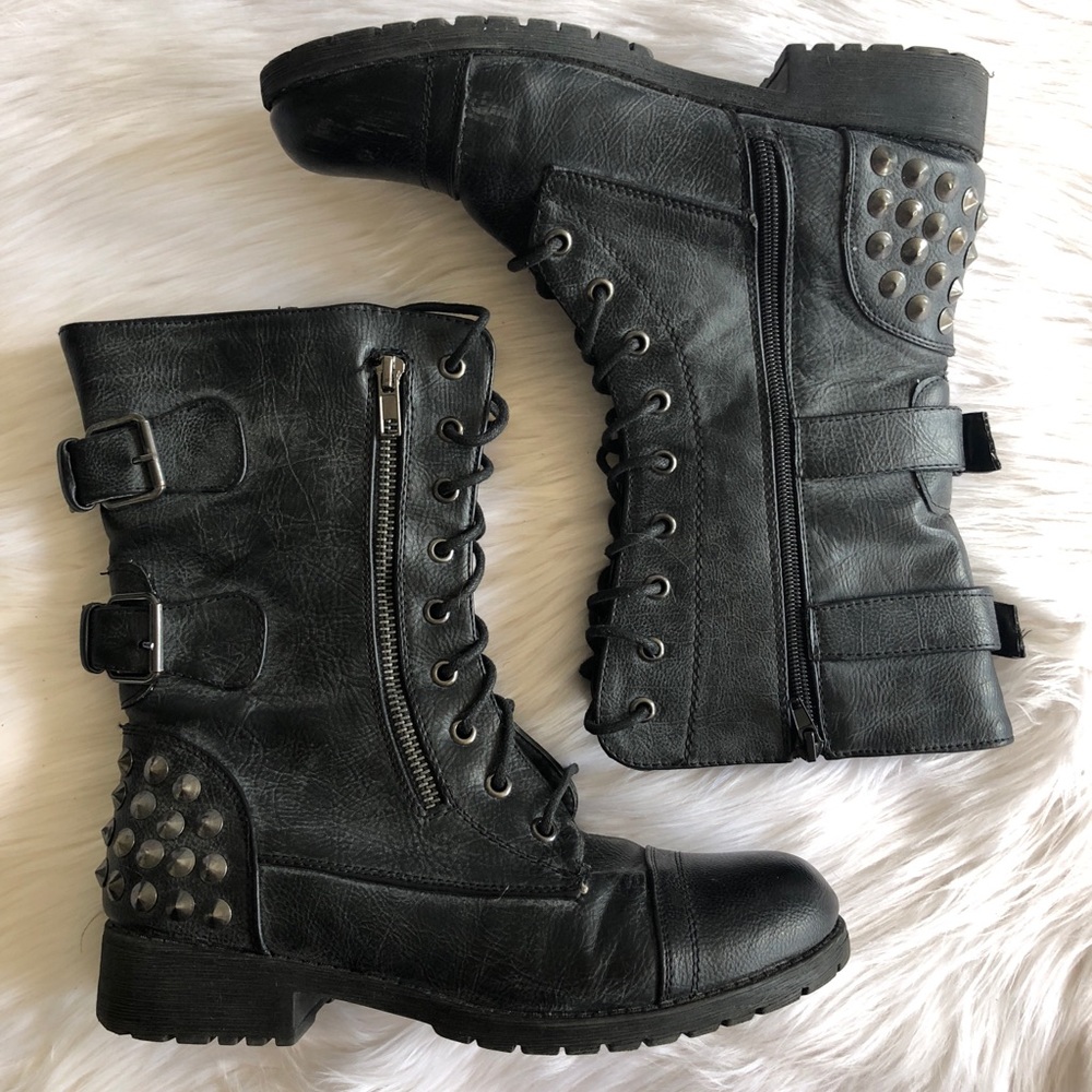 Faded Black Combat Boots